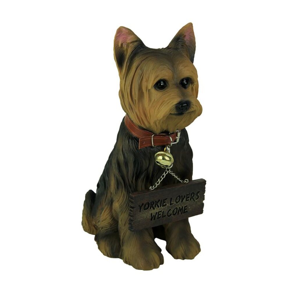 Yorkie Dog with Double Sided Sign Indoor/Outdoor Statue